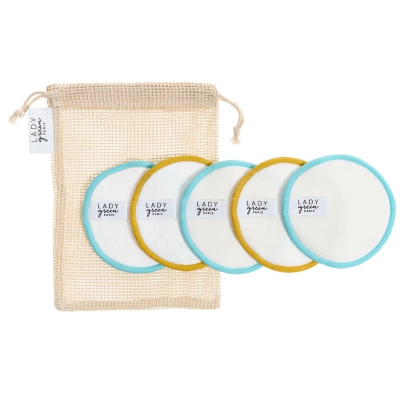 Kit démaquillage Zéro déchet - 5 Disques démaquillants + 1 filet de lavage
