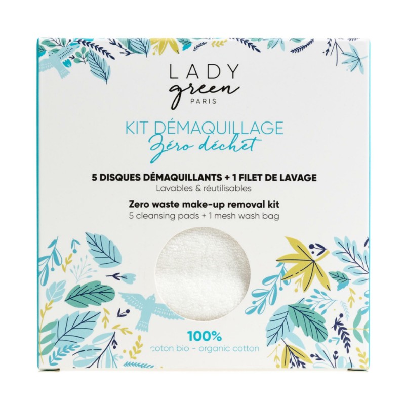 Kit démaquillage Zéro déchet - 5 Disques démaquillants + 1 filet de lavage