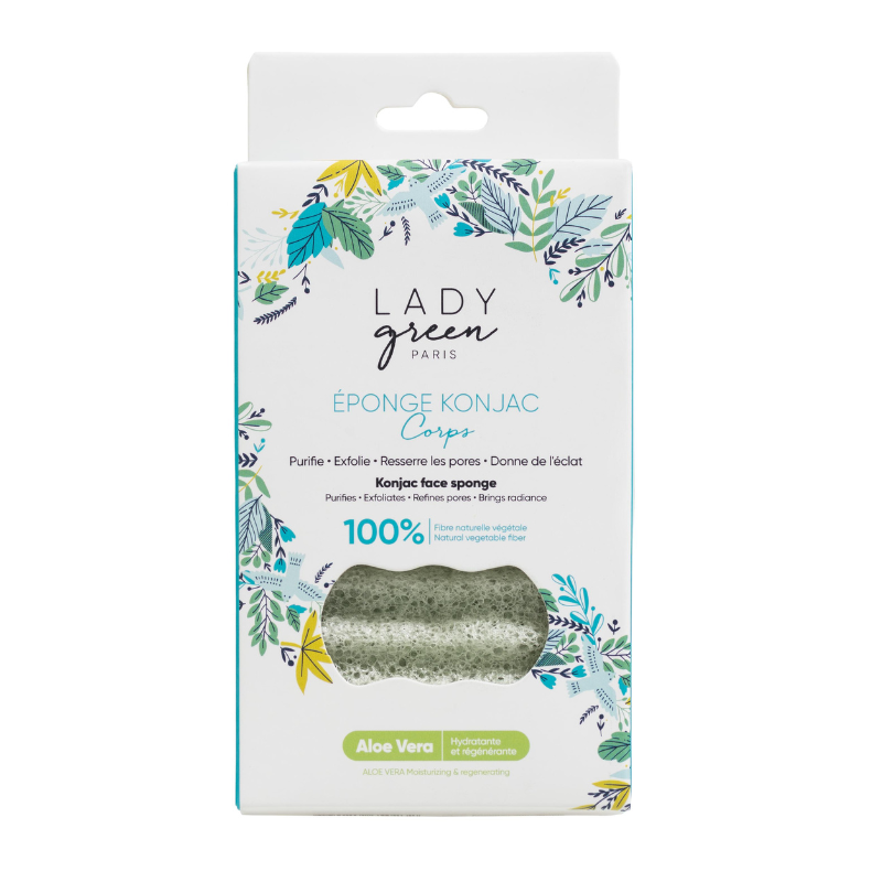 Eponge Konjac 100% Naturelle Aloe Vera – Corps - Lady Green