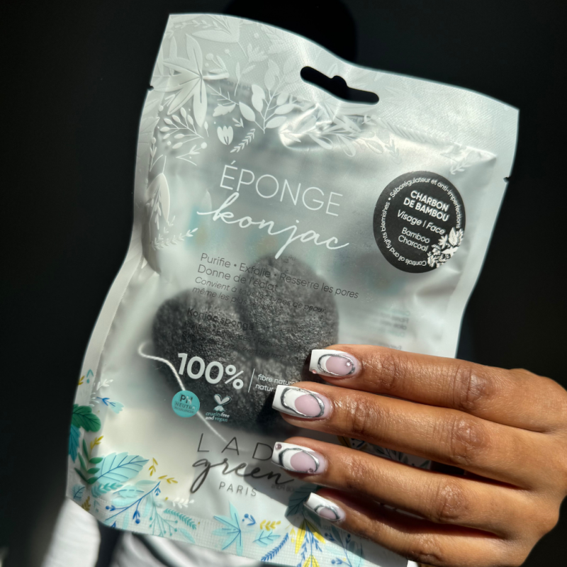 Eponge Konjac 100% Naturelle Charbon de Bambou - Visage - Lady Green