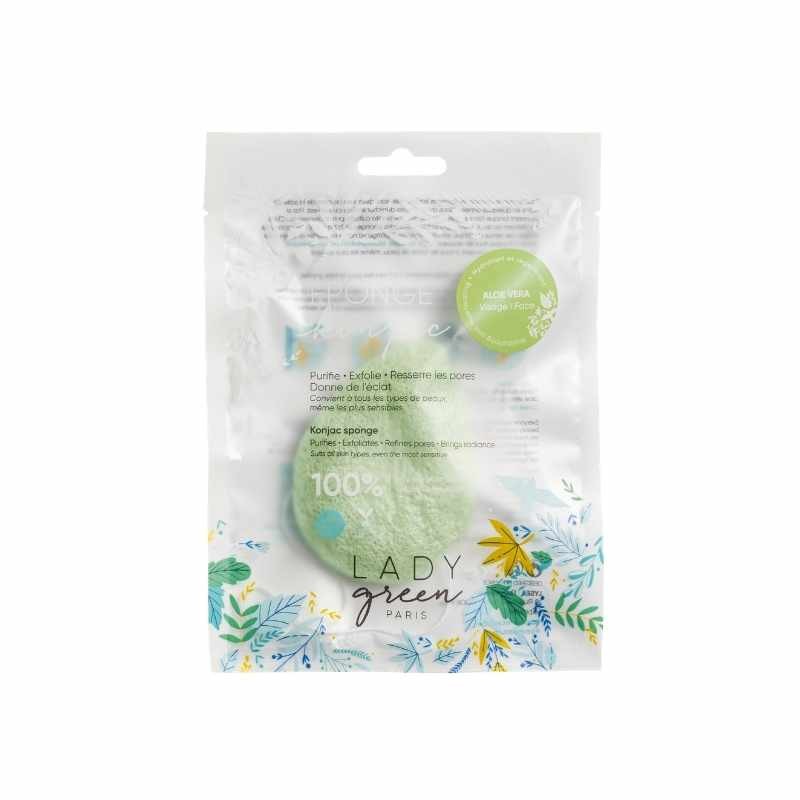 Eponge Konjac 100% Naturelle Aloe Vera - Visage - Lady Green