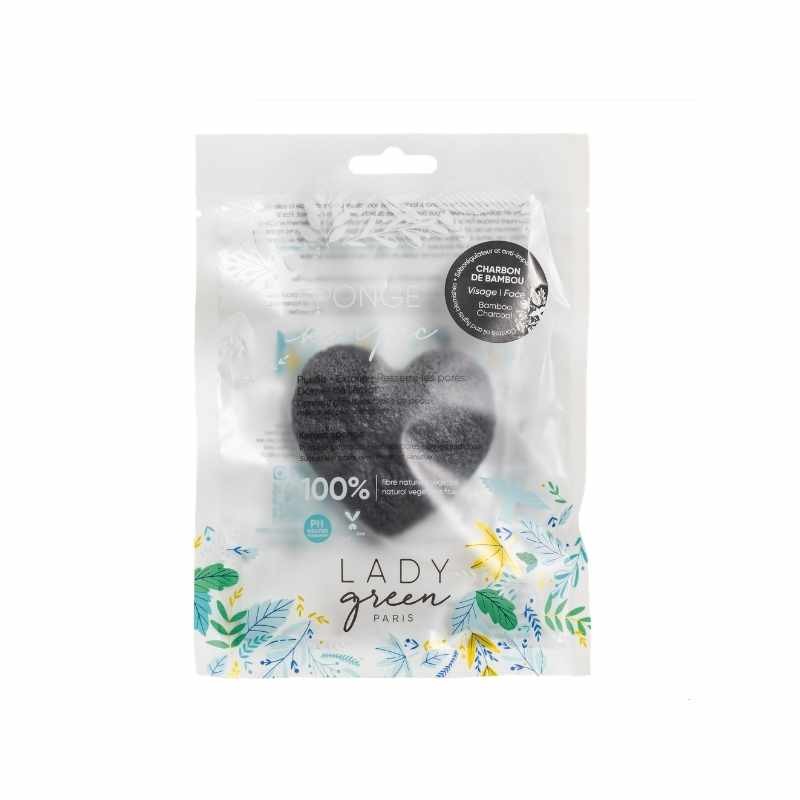Eponge Konjac 100% Naturelle Charbon de Bambou - Visage - Lady Green