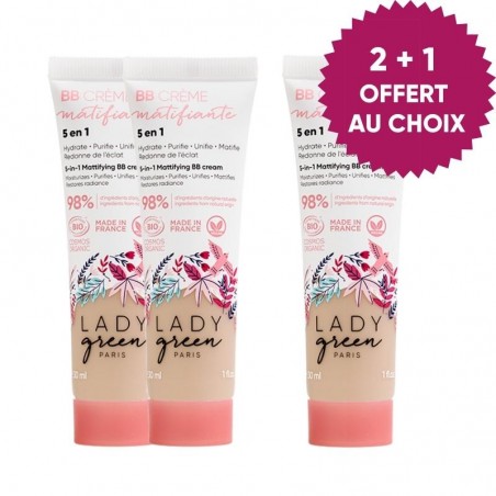 BB Crème Matifiante 5 en 1 Bio - Teinte Très Claire - Lady Green BB Crème Matifiante 5 en 1 Bio - Teinte Très Claire - Lady Green