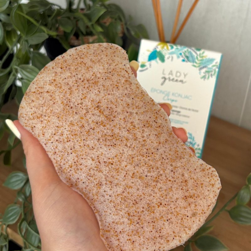 Eponge Konjac 100% Naturelle Éclats de Noix – Corps - Lady Green